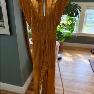 Maeve Mustard Yellow Pleated Jumpsuit medium